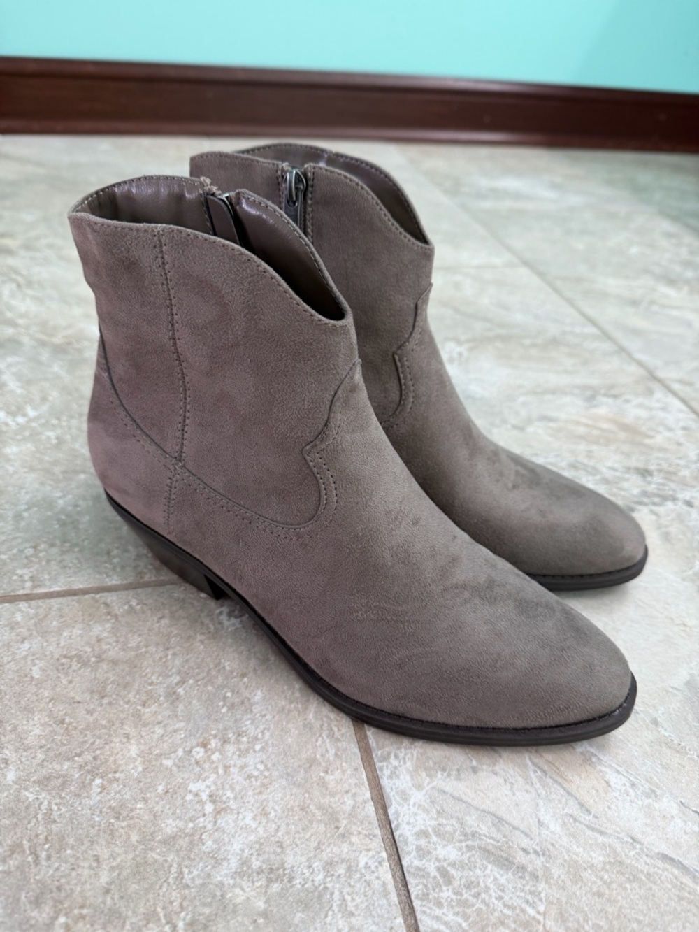 Indigo Suede Ankle Booties Size 7